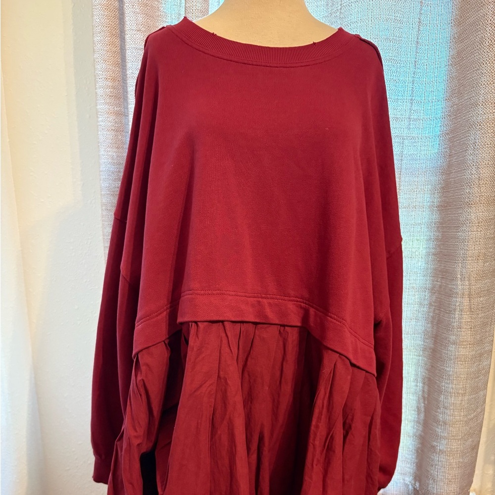 Free People Burgundy Knit Top